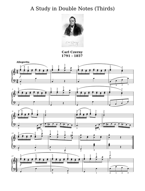 A Study in Double Notes (Thirds) by Carl Czerny