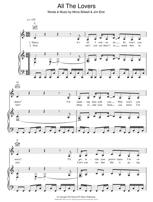 All The Lovers - Kylie (Piano-Vocal-Guitar (Piano Accompaniment))