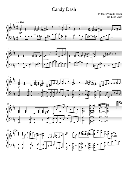 Candy Dash by Ujico*/Snail's House | Piano Arrangement
