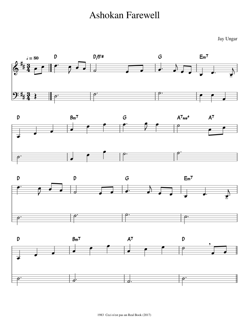 Ashokan Farewell J. Ungar Sheet music for Violin, Cello (String Duet