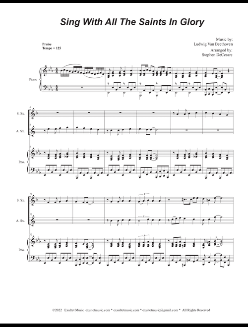 Sing With All The Saints In Glory (Duet for Soprano and Alto Saxophone) (Arr. Stephen DeCesare) (Instrumental Duet and Piano)