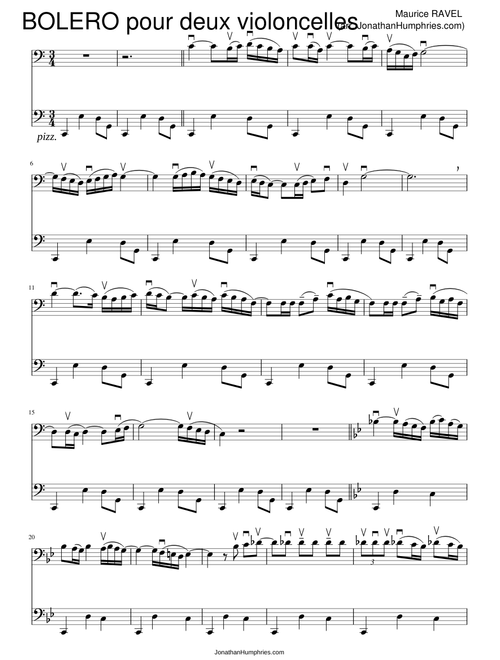 Bolero RAVEL pour deux violoncelles