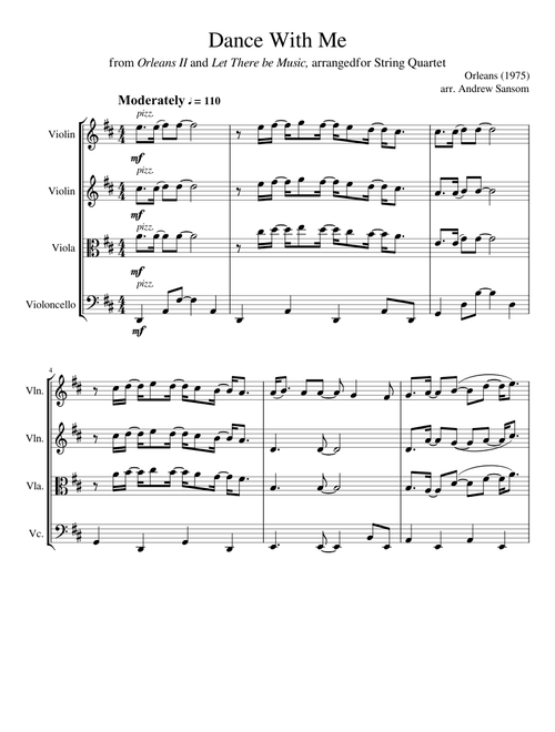 Dance With Me, for String Quartet
