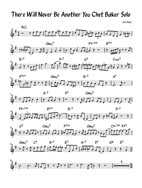 There will never be another you – Chet Baker Solo Intro