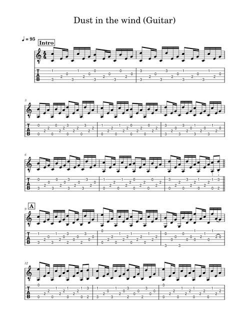 Dust in the wind – Kansas Dust in the wind guitar mscz