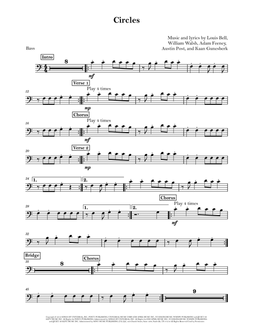 Circles (Arr. David Lartey) - Post Malone (Bass Guitar (without TAB))