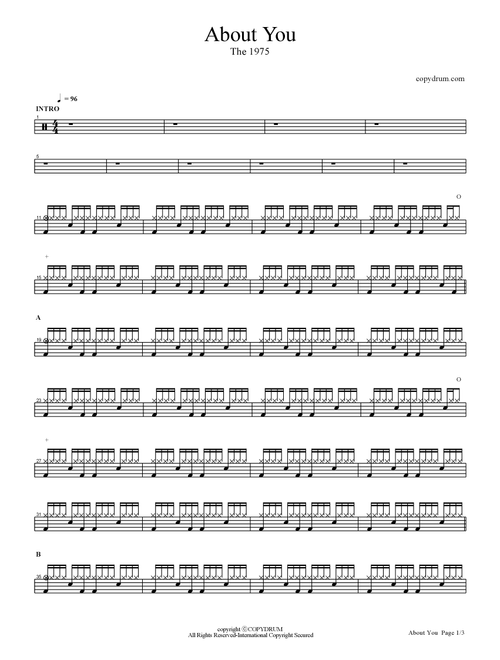 About You (Arr. COPYDRUM) - The 1975 (Drums)