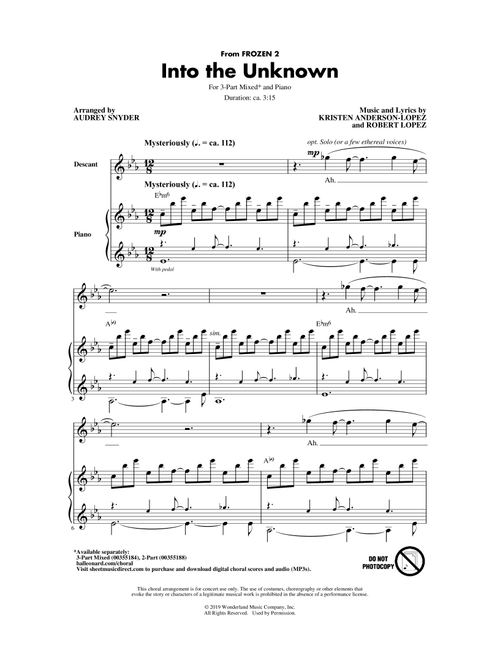 Into The Unknown (from Frozen 2) (arr. Audrey Snyder) - Idina Menzel and AURORA (Choral, 3-Part Mixed)