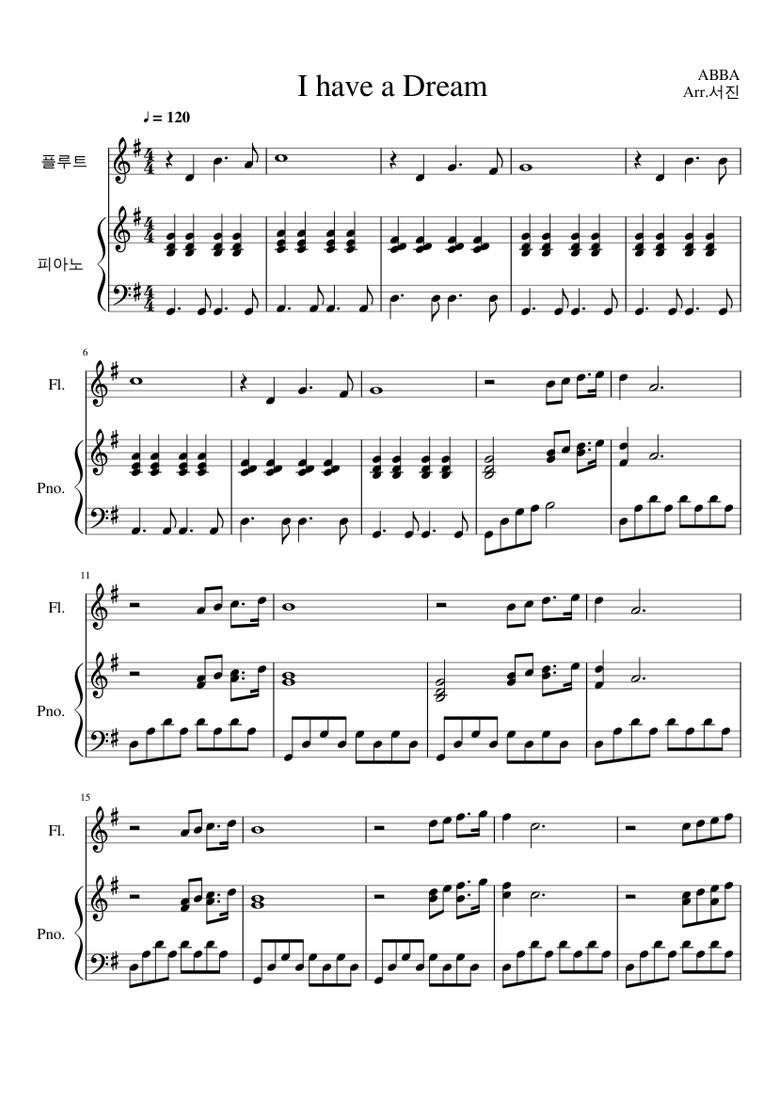 Falange audiencia rodillo I have a Dream Sheet music for Piano, Flute (Solo) | Musescore.com