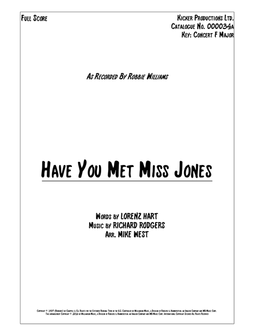 Have You Met Miss Jones? (Arr. Mike West) - Richard Rodgers (Large Ensemble)