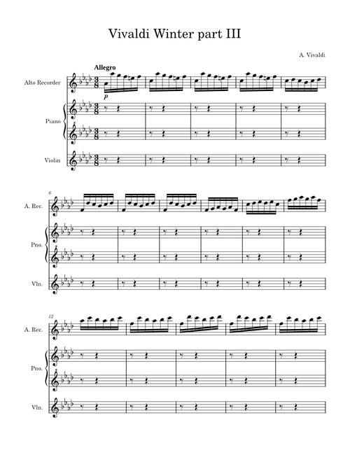 The Four Seasons - Winter – Antonio Vivaldi Antonio Vivaldi Winter part III