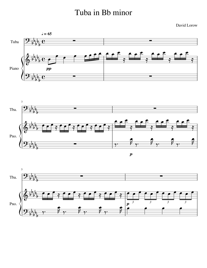 Tuba in Bb Minor Sheet music for Piano, Tuba (Solo) | Musescore.com