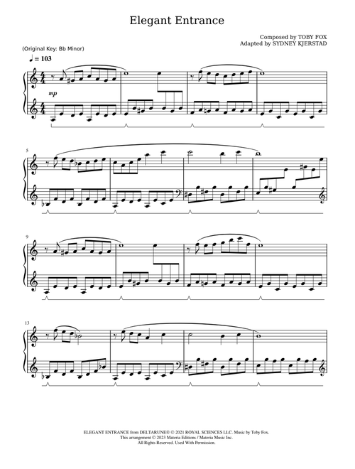 Elegant Entrance (DELTARUNE Chapter 2 Piano Score) - Toby Fox