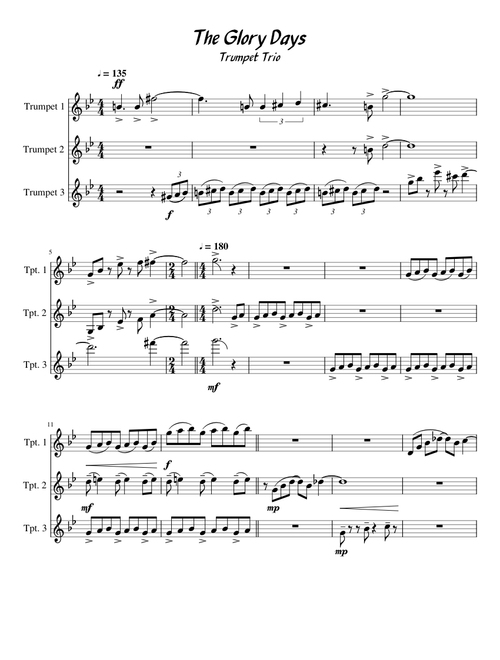 The Glory Days | Trumpet Trio | Arranged for YT Multitrack