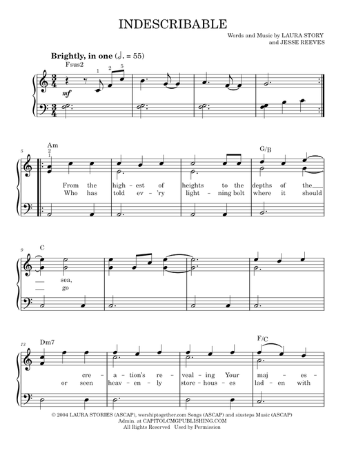 Indescribable - Chris Tomlin (Easy Piano)