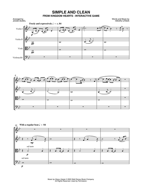 Simple And Clean (Arr. Jesse Budel) - Hikaru Utada (String Quartet)