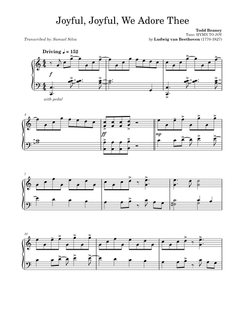 Joyful, Joyful, We Adore Thee - Arr. Todd Beaney