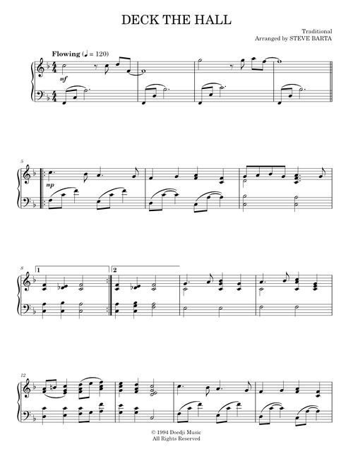 Deck The Hall - Traditional Welsh Carol (Piano Solo)