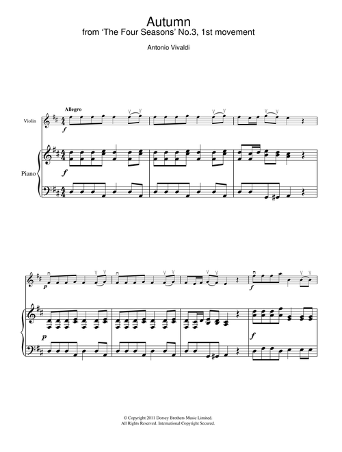 Autumn (from The Four Seasons), 1st Movement - Antonio Vivaldi (Violin Solo)