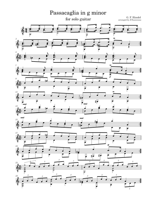 Suite No. 7 in G Minor, HWV 432/6: Passacaglia – Georg Friedrich Händel for solo guitar