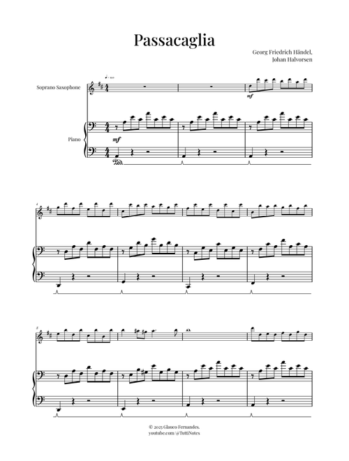 Passacaglia by Handel/Halvorsen (Arr. Glauco Fernandes) - Georg Friedrich Händel, Johan Halvorsen (Soprano Sax and Piano)
