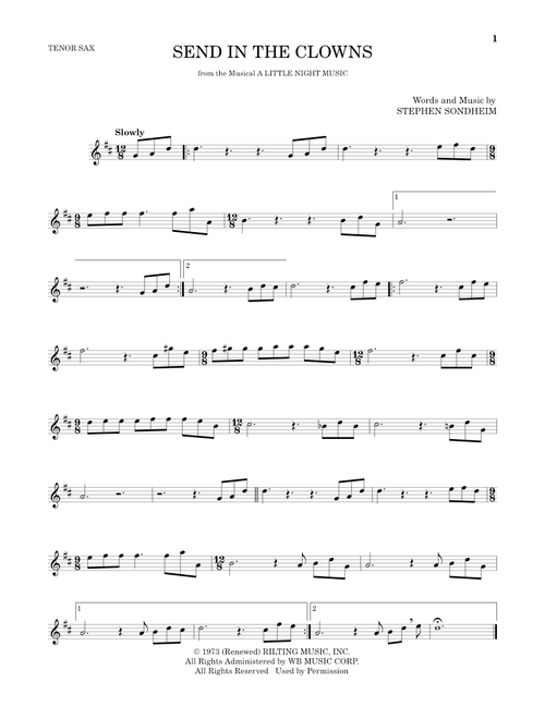 Send In The Clowns - Stephen Sondheim (Tenor Sax Solo)