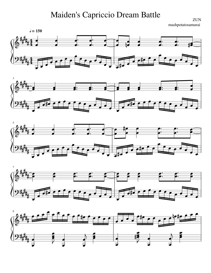 Imperishable Night) Maiden's Capriccio Dream Battle Sheet Music