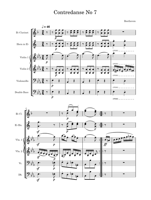 12 Contredanses, WoO 14: No. 7 in E flat Major - Beethoven