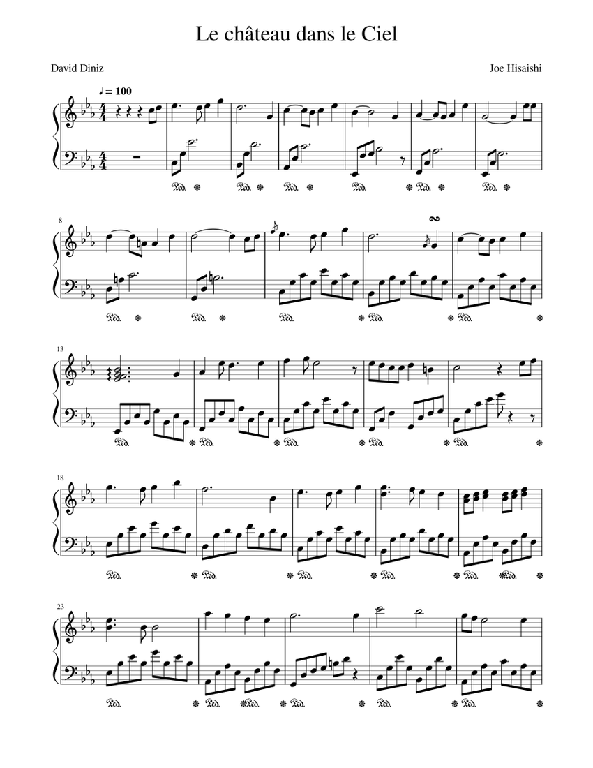 Le Chateau Dans Le Ciel Partition Piano