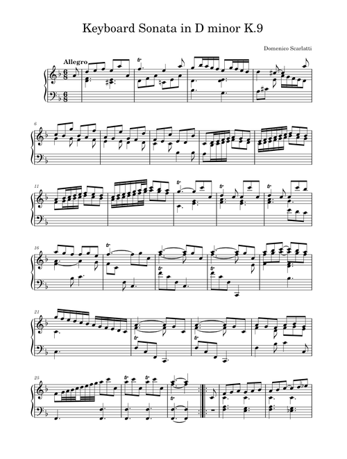Keyboard Sonata in D minor K.9 - Domenico Scarlatti