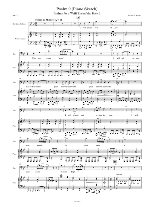 Psalm 9 for a Weill Ensemble (Piano Sketch) - Julian R. Munds