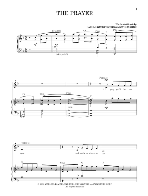 The Prayer - Celine Dion & Andrea Bocelli (Piano Vocal)