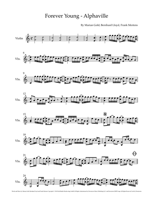 Forever Young (Arr. Caroline Pearsall) - Marian Gold, Bernhard Lloyd, Frank Mertens (Violin Solo)