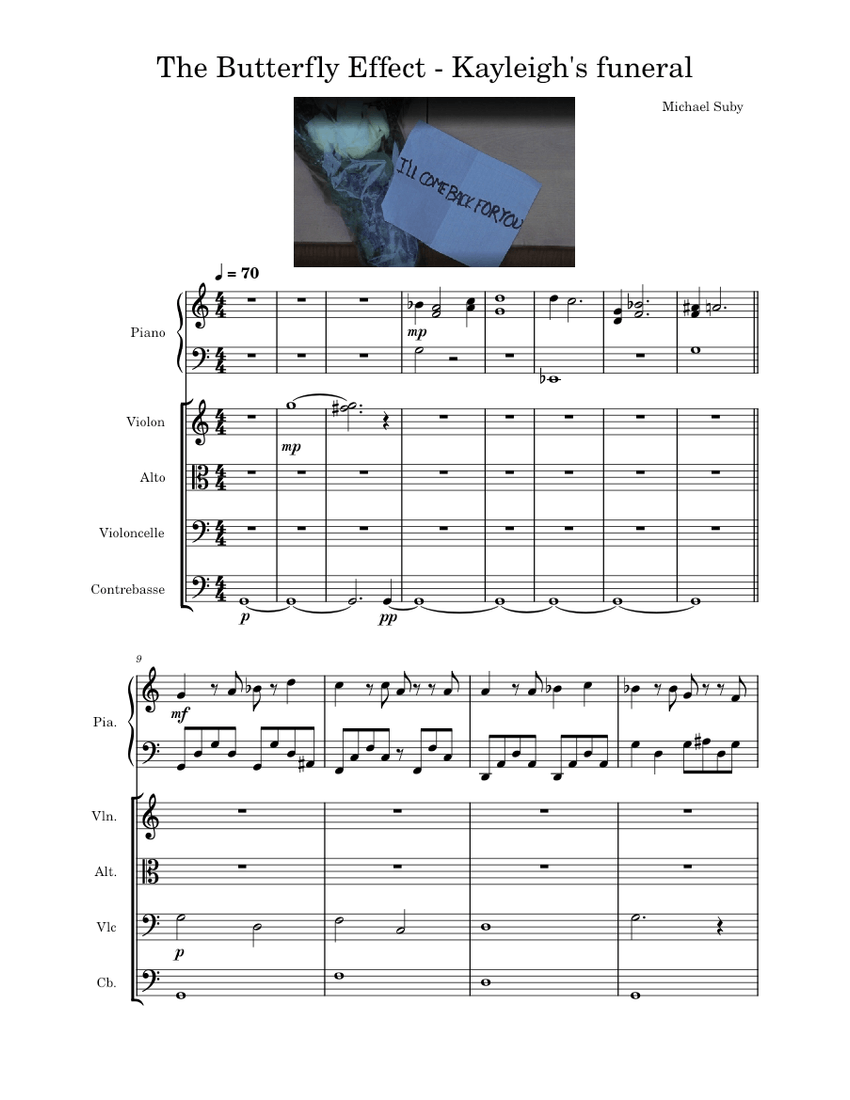 The Butterfly Effect Kayleigh's Funeral Michael Suby piano tutorial