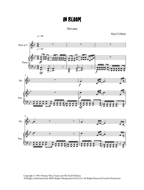 In Bloom (Arr. Grant Golding) - Nirvana (French Horn and Piano)
