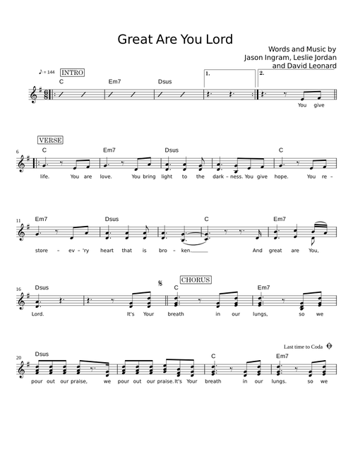 Great Are You Lord - Jason Ingram