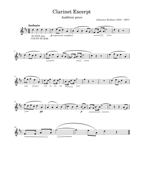 Symphony No.3, Op.90 – Johannes Brahms Clarinet Excerpt