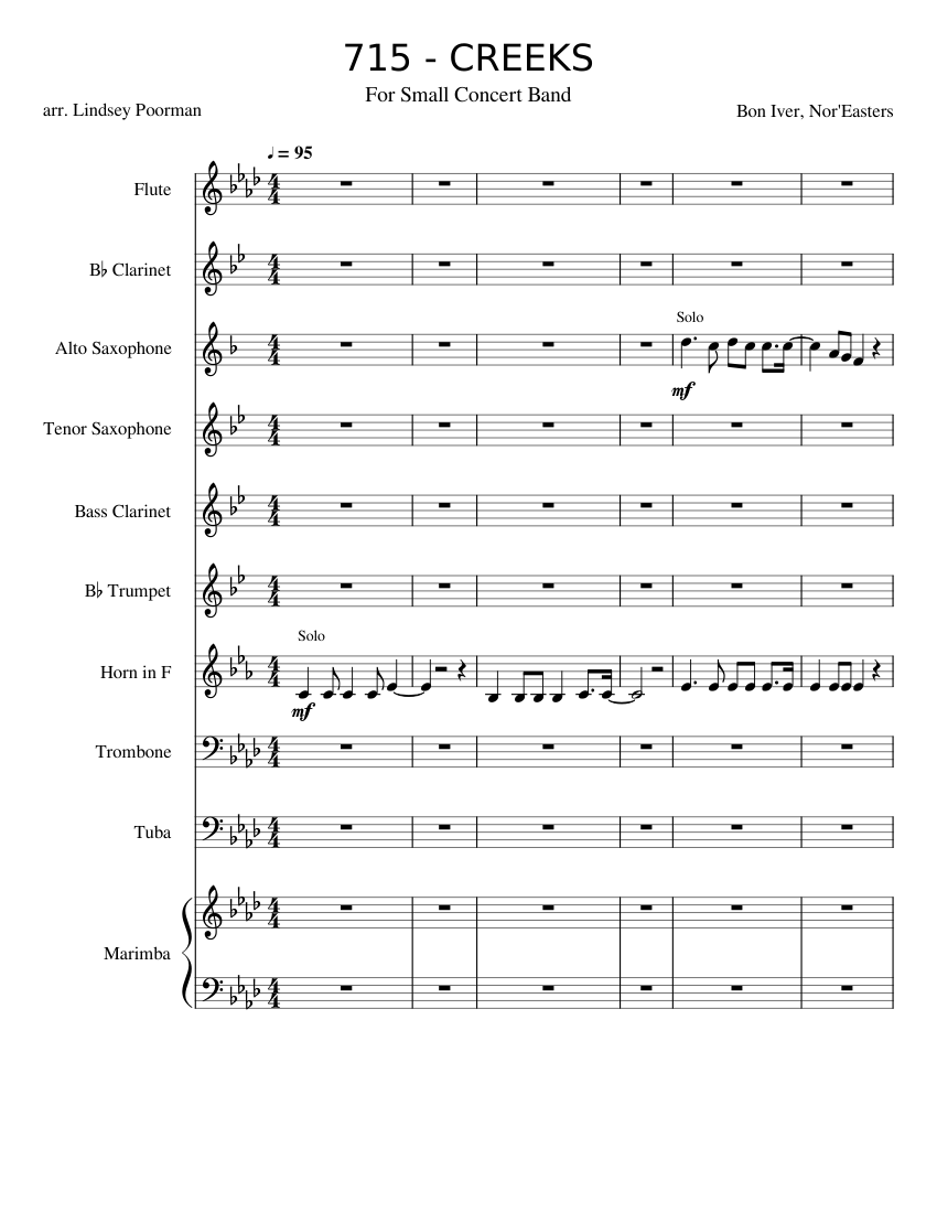 715 - CREEKS - Bon Iver Sheet Music for Trombone, Tuba, Flute