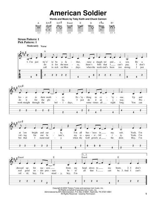 American Soldier - Toby Keith (Easy Guitar with TAB)