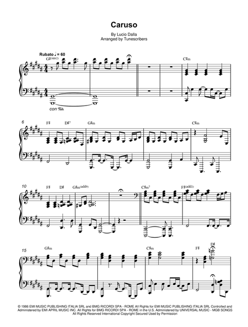Caruso (Arr. Tunescribers) - Lucio Dalla (Piano Solo)