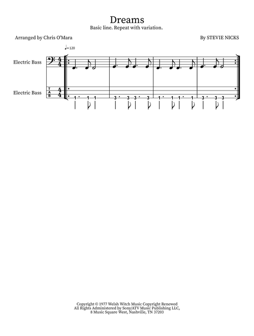 Dreams (Arr. Chris O'Mara) - Fleetwood Mac (Etude)