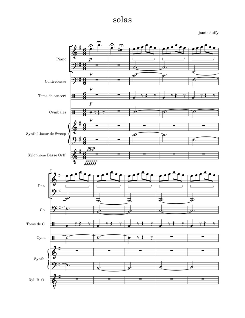Solas – Jamie Duffy solas Sheet music for Piano, Contrabass, Crash