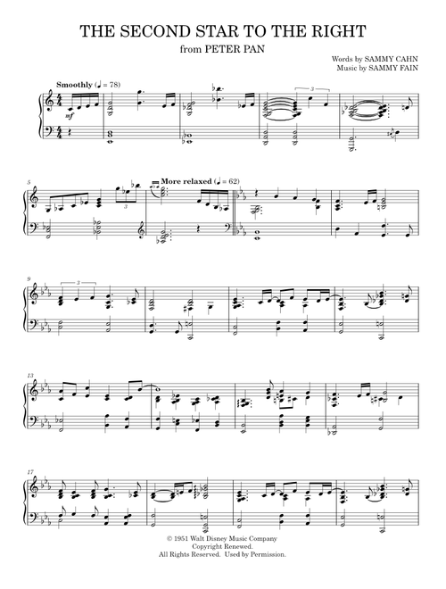 The Second Star To The Right (from Peter Pan) - Sammy Fain (Piano Solo)