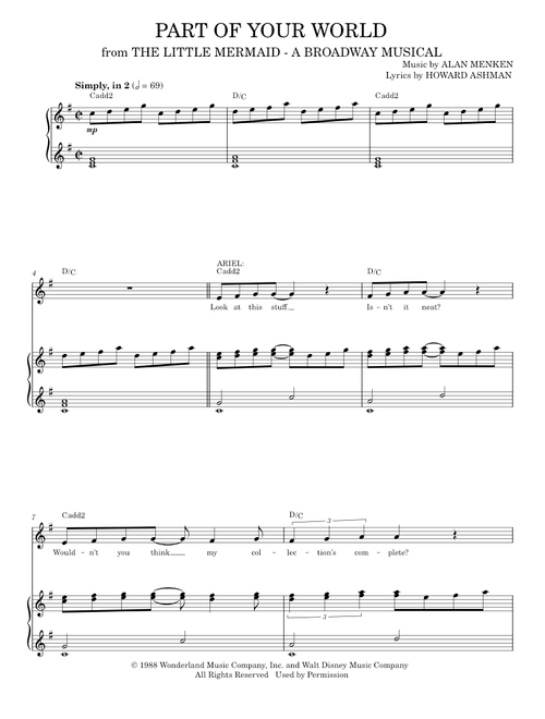 Part Of Your World (from The Little Mermaid) - Alan Menken (Piano Vocal)