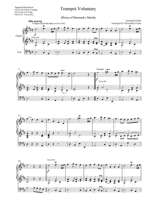Trumpet Voluntary (Jeremiah Clarke) arranged for Organ Solo (Arr. Christopher Evans) (Organ)