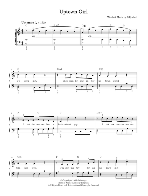 Uptown girl - Westlife (Easy Piano)