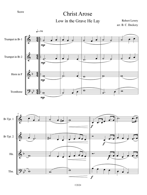 Christ Arose (Low in the Grave He Lay) for Brass Quartet (Arr. B. C. Dockery) - Robert Lowry (Brass Ensemble)