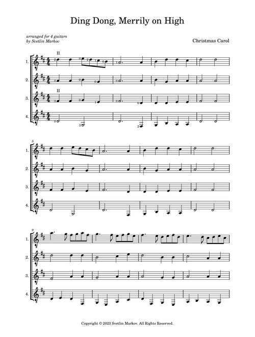 Ding Dong, Merrily on High (Arr. Svetlin Markov) - Christmas Carol (Guitar Ensemble)