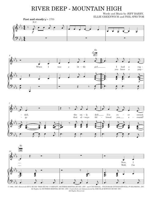 River Deep - Mountain High - Glee Cast, Tina Turner (Piano-Vocal-Guitar)
