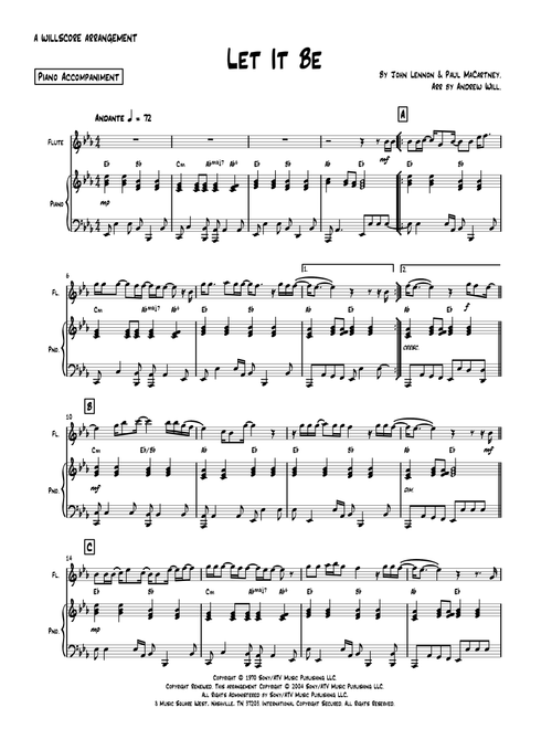Let It Be (Arr. Andrew Will) - Kris Allen (Flute and Piano)